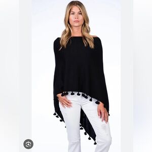 Caroline Grace Tassel Trim Cotton Cashmere Topper